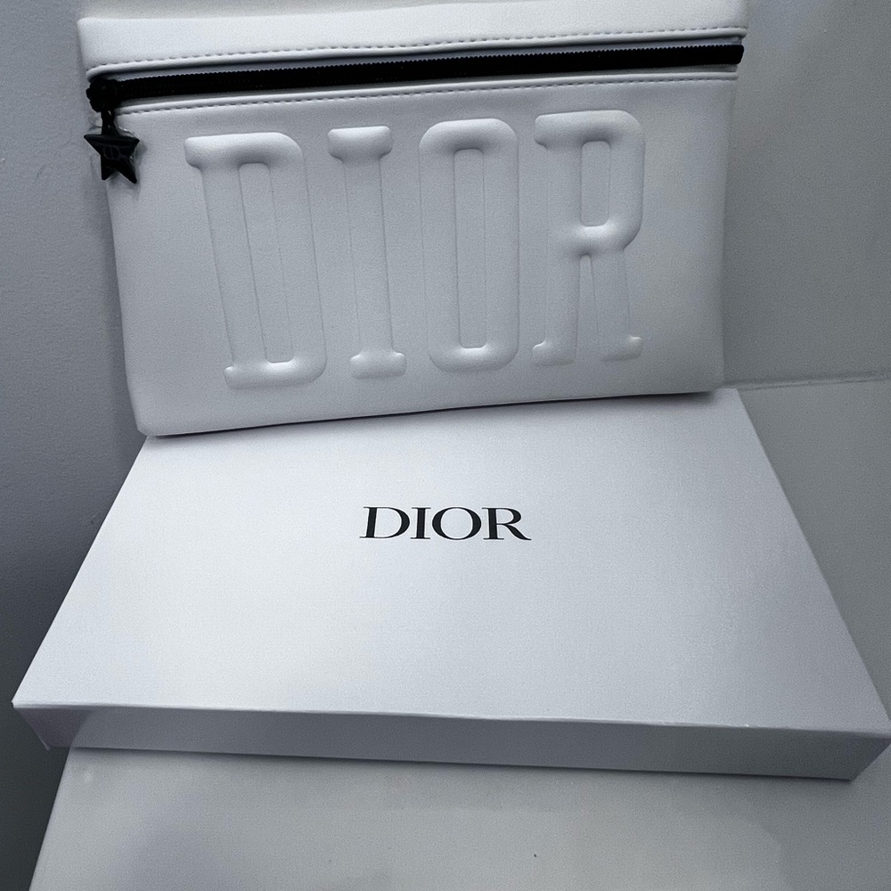 Dior White Leather Pouch with Star Pattern LininDior